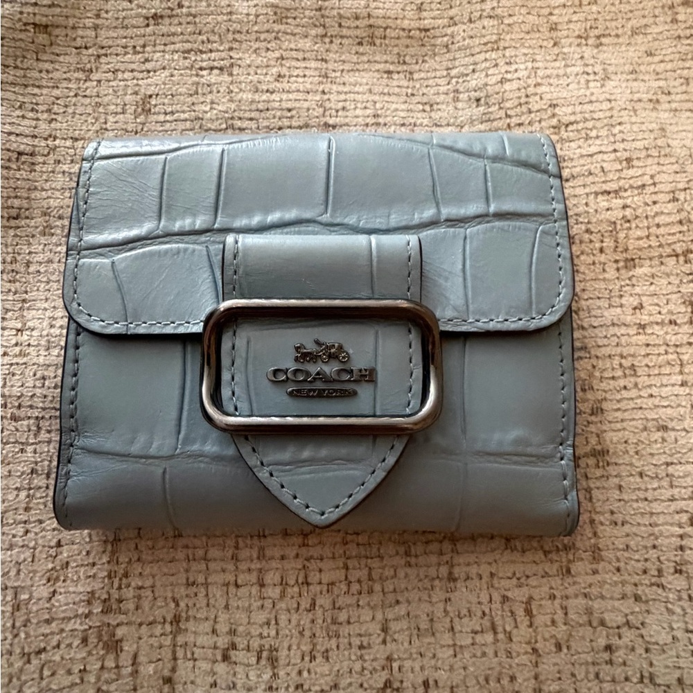 Coach Blue Croc Embossed Wallet